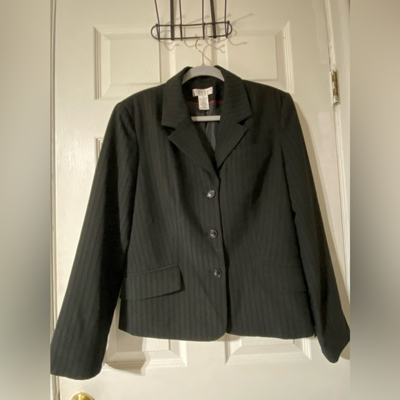 Worthington Strech Women's Blazer Black Stripped Button Front Size 14 NWOT - Picture 1 of 14